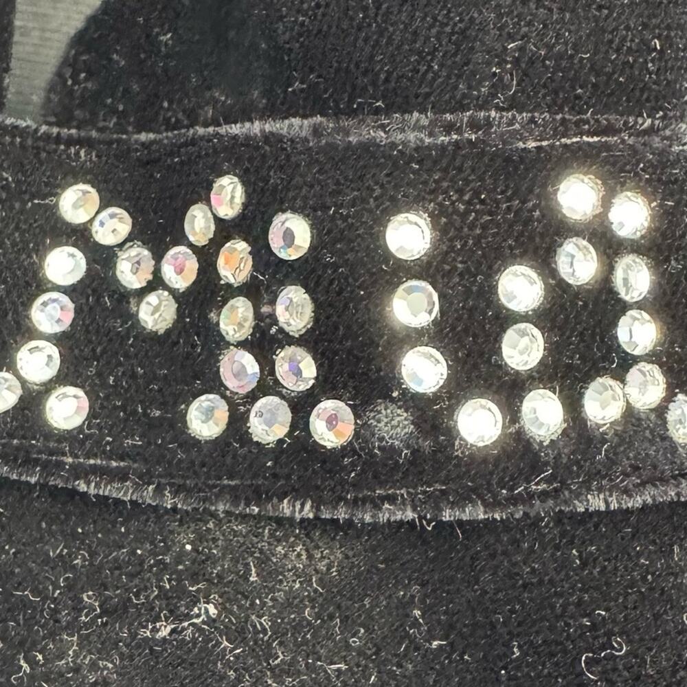Vintage Y2K Black Velvet Platform Rhinestone Loafers Size 7.5 - Picture 7 of 7